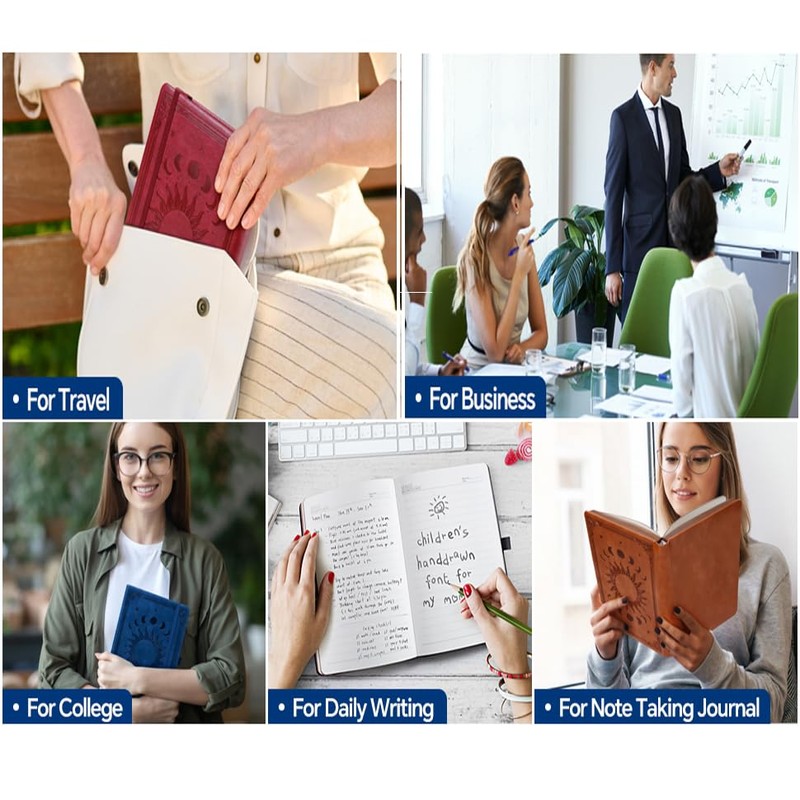 Lined Journal Notebook for Women Men,360 Pages B5 Hardcover Leather