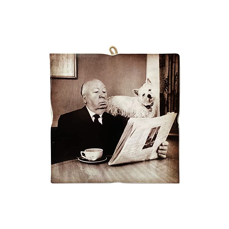 KUSTOM ART Vintage Style Actor and Coffee Alfred Hitchcock Print