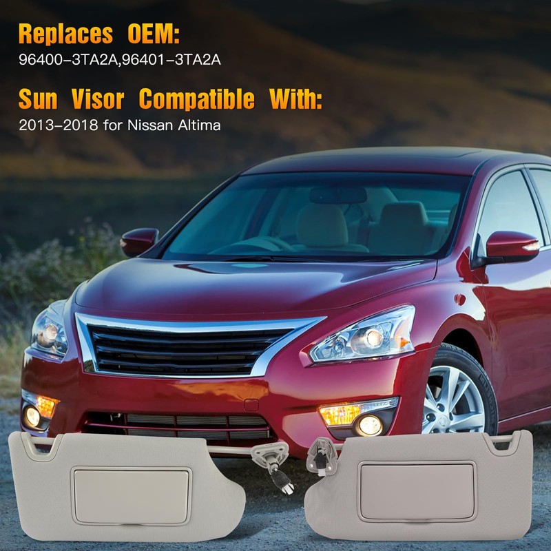 Left & Right Sides Sun Visor for 2013 2014 2015