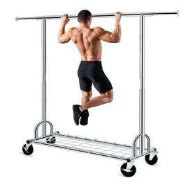 HOKEEPER Clothing Garment Rack Capacity 525LBS Clothing Racks on Wheels Rolling Clothes Rack for Hanging Clothes Heavy Duty Collapsible Commercial