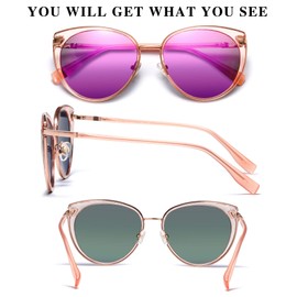 Duco Fashion Metal Round Designer Sunglasses for Women-Polarized Classic Vintage Retro Shades DC1222 (Transparent Pink)