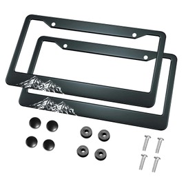 HOSNYE Mountain Landscape License Plate Frame Black 2 Pcs Mountains Hand Drawing Rocky Peaks Metal Cute Licenses Plates Frames Licenses Plate Covers Car Tag Frame Women Men US Vehicles 12 x 6 Inch