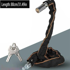 Bike Chain Lock, 80cm Bike Bicycle Wheelchair Lock,Heavy Duty Bicycle Lock,Chain Lock,High Security Cycling Locks with 2 Keys, Anti-Theft Lock Chain for Bicycle,Bike Motorcycle, Door, Gate, Fence,
