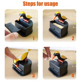 Little Bird Toothpick Dispenser, Push Type Toothpick Bird Dispenser, Woodpecker Toothpick Dispenser, Table Toothpick Case Storage, Toothpick Holder, ABS Material (Orange)