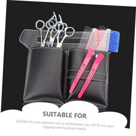 OATIPHO Hair Stylist Waist Bag PU Scissor Pouch for Hairdressers Multi Pocket Barber Tool Holder Lightweight and Portable Hairdressing Accessories Storage Black