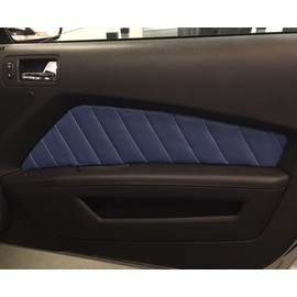 RedlineGoods Door Insert Covers - GT Style v.2 Compatible with Ford Mustang 2010-14. Tailor Made - not Universal. Genuine top-Grade Italian Black Leather with Red Thread