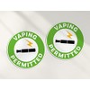 2 x 10cm Vaping Permitted Sign Vinyl Stickers - Warning