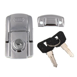 Minho Motorcycle Rear Trunk Lock in Iron Metal Material Anti‑Theft Trunk Lock Come with 2 Keys, Silver Color