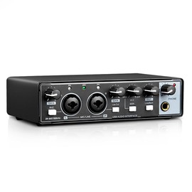 JESWO Interfaz de Audio USB, Starjeta de Sonido para grabaciones, 24 bits/192 kHz, Cajas de Audio para guitarristas, Cantantes, podcasters o productores