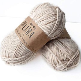 65% Wool and 35% Alpaca Yarn for Knitting and Crocheting, 3 or Light Worsted DK Weight, Drop Lima, 1.8 oz (90 yards per ball (0206 Light Beige)