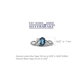 Silvershake Genuine London Blue Topaz White Gold Plated 925 Sterling Silver Engagement Ring Size 8