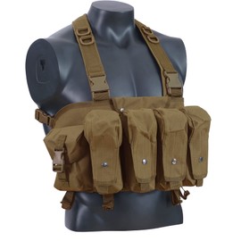 7 Pockets Tactical Chest Rig Vest Adjustable&Detachable Molle Chest Rigs with Mag Pouch X Harness for Men Women(Khaki)