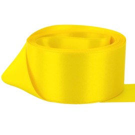 Satin Ribbon Many Colours - 38mm Wide - 5 Meters (Yellow) for Gifts Wrap, Decoration, Wedding, Events, Party, Cloths, Sew, Bows, Cars, Floral and More
