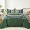 WONGS BEDDING Green Quilt Set Queen Size,3 Pieces Boho Bedspread
