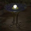 Hi-Line Gift 78415-F Solar Orb Peacock Glass Bird Bath with