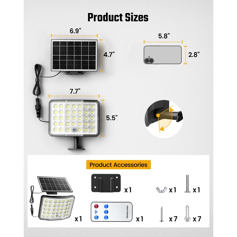 ONLYWIN Solar Lights Outdoor Bright Solar Dusk to Dawn Light