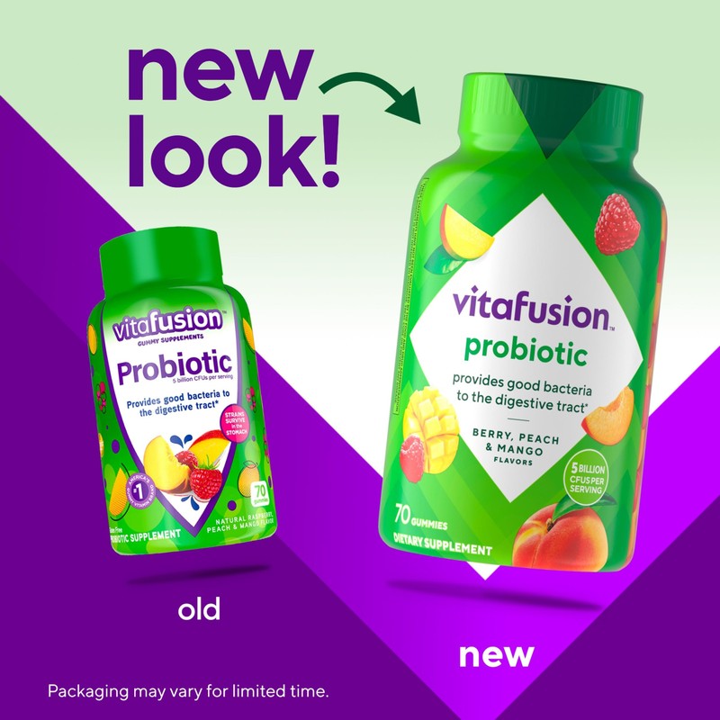 vitafusion Probiotic Gummy Supplements, Raspberry, Peach and Mango Flavors, Probiotic