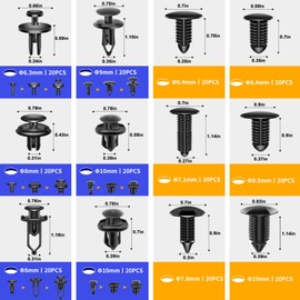 Zecirl 240 Pcs Bumper Clips Car Rivet Clips Plastic Rivets Fasteners Push Retainer Kit with Most Popular Sizes Auto Push Pin Rivets Set with 5 PCS Trim Removal Tools Fastener
