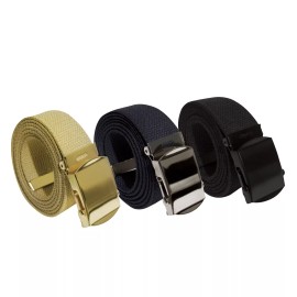 Rothco Military Cotton Web Belt 3-Pack THREE 54" Cut-To-Fit Khaki, Navy & Black Belts