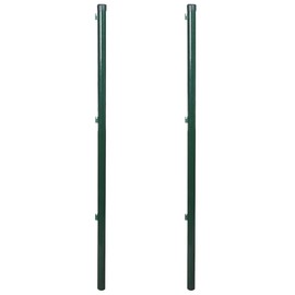 vidaXL Iron Fence Posts - Durable 45.3" Dark Green Posts Designed for Fixed Installation Into Dirt - 2 pcs Included