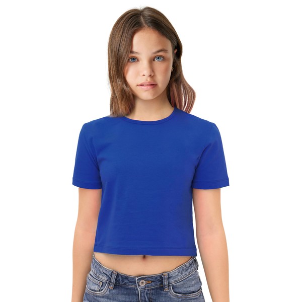 Lilax Girls Short Sleeve Crewneck Crop Top Tee (Royal Blue,