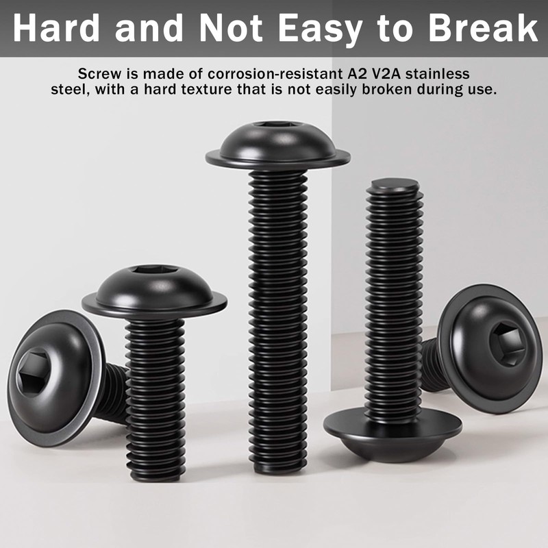 QANCEN 10 Pcs Flanged Button Head Socket Cap Screws M6x40mm,