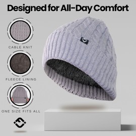 Funky Junque Basics - Gorro de punto grueso de invierno con forro polar suave, grueso, cálido, con calavera de tobogán para hombres y mujeres, Gris claro, One Size