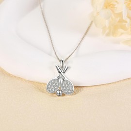 YAFEINI Tennis Necklace for Women 925 Sterling Silver Tennis Racket and Ball Pendant Necklace Tennis Jewellery for Girls Tennis Lovers Gifts, Sterling Silver, Not known.