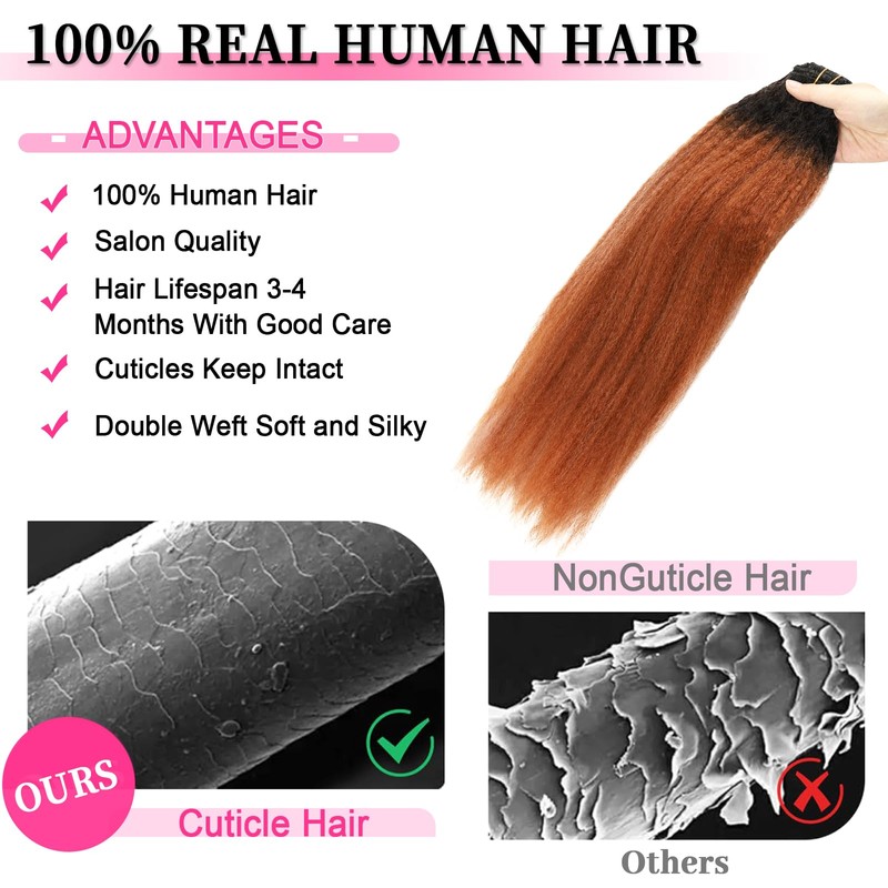 Yuniffe Kinky Straight Clip in Hair Extensions Real Human Hair