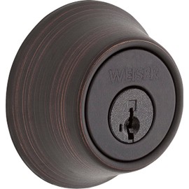 Weiser Elements Venetian Bronze Round Deadbolt Lock, ANSI/BHMA Grade 3 Certified Front Door Lock, Kick Proof, Bump Proof & Anti-theft Exterior Door Lock with Key, Traditional Door Locks for Entry Door