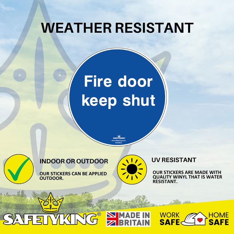 SAFETYKING® 8 x Fire Door Keep Shut Stickers 78mm Diameter