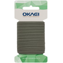 OKAEI Rubber Cord 4 mm x 5 m – High-Quality Rubber Cord in Khaki, Flexible Elastic Band/Hat Elastic/Round Elastic – Ideal for DIY Projects and Crafts