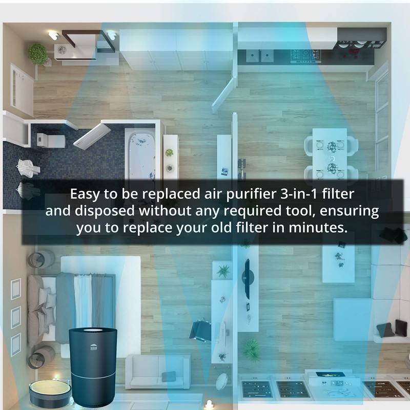 WBM Smart HEPA Filter Air Purifier for Allergies and Pets,