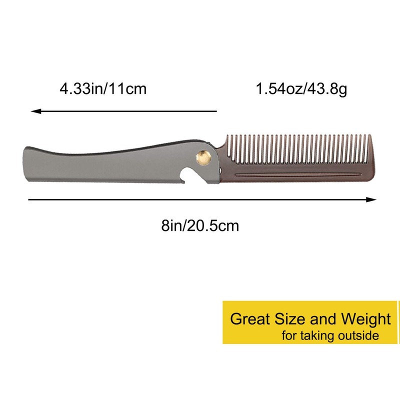 Stainless Steel Folding Comb, Pocket Comb for Men and Women,