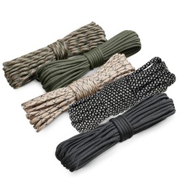 Yilceemy Pack of 5 Paracord 4 mm, 7 Core Strands Nylon Cord Paracord Cords for Outdoor, DIY, Tent Rope (10 m)