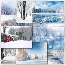 doodlecards Pack of 10 Mixed Charity Christmas Cards Snow Scene. Printed in UK, Premium Quality & 100% Recyclable.