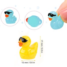 Juego de 110 mini patos de resina con anteojos de sol, 11 colores, mini patos de resina a granel, para decoración en miniatura en maceta, jardín, casa de muñecas, decoración de pasteles, kit de limo