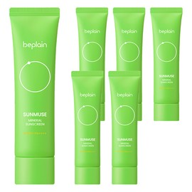 Be Plain [Vegan Beauty] B.Plain Sun Muse Mineral Green Sun Cream SPF50+ PA++++, 50ml, 6 Pieces / [비건뷰티] 비플레인 선뮤즈 무기자차 연두 선크림 SPF50+ PA++++, 50ml, 6개