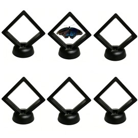 6Pcs 3D Floating Display Case Black 2.75x2.75x0.8 Inch