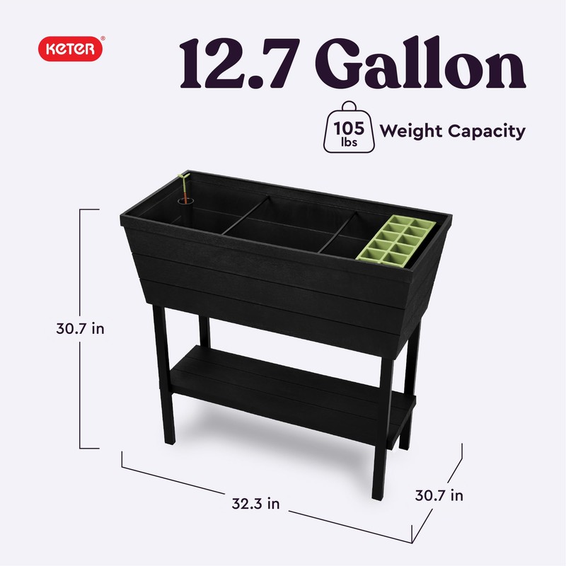 Keter Urban Bloomer 12.7 Gallon Raised Garden Bed and Outdoor