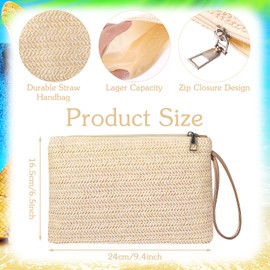 Molain Women's Straw Clutch Bag Summer Beach Bag Handbag Wristlet Bag Straw Clutch Purse Straw Handbag for Women Girls, beige, Fashionable, fashionable,