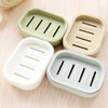 Soap Dish, Green Plastic Double Soap Holder Box with Drainage