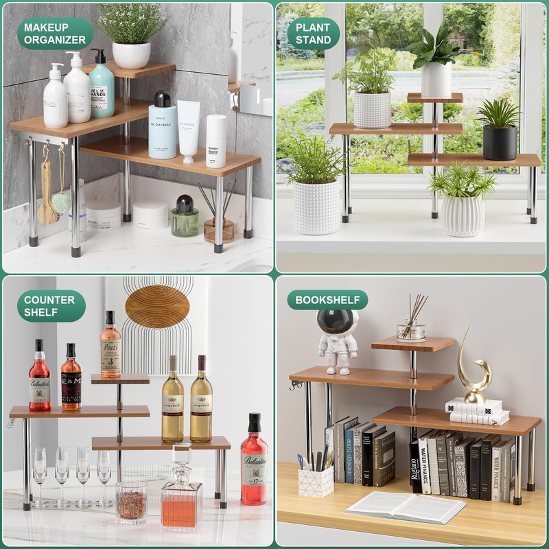 ZHWS Bathroom Counter Organizer Corner Countertop Shelf Adjustable 3 Tier