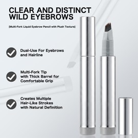 MOTIBACK Eyebrow Pencil, Multi-Fork Brush Tip Eyebrow Pen, Brown Eyebrow Tint for Natural Look Waterproof Sweat-Proof, Long-Lasting (Light Brown)