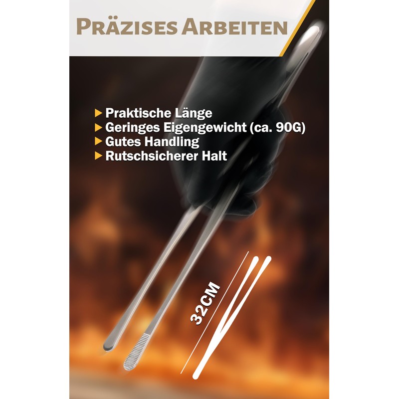 Menz Cooking Tweezers, 32 cm Long - Stainless Steel Cooking