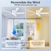 POCHFAN 52 Inch White Ceiling Fans With Lights and Remote,