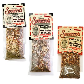 Mama Socorro’s Salsa Seasoning Variety Pack – 3 Pack – Mild, Medium & Hot – All-Natural, Gluten-Free, No MSG, No Preservatives – Makes 18 Jars of Salsa