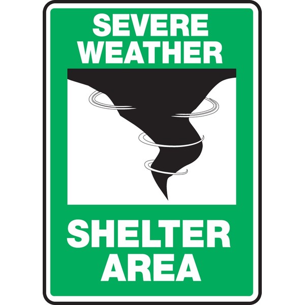 Accuform "Severe Weather - Shelter Area" Safety Sign, Accu-Shield™, 10