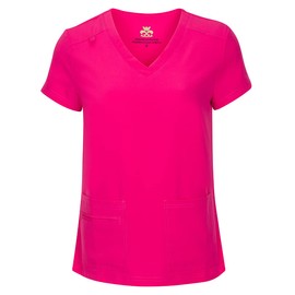 Natural Uniforms Women's Cool Stretch V-Neck Top and Cargo Pant Set (Hot Pink, Medium-Petite)