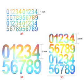 Leinuosen 260 Pcs Mailbox Numbers Stickers Adhesive Numbers for Outside Reflective Vinyl Waterproof Address Sticker for Mailbox Signs,Teacher Appreciation Gifts,1&2&3 Inch(Rainbow Silver)